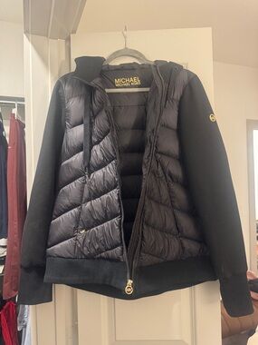 Michael Kors Black Quilted Puffer Hoodie Jacket